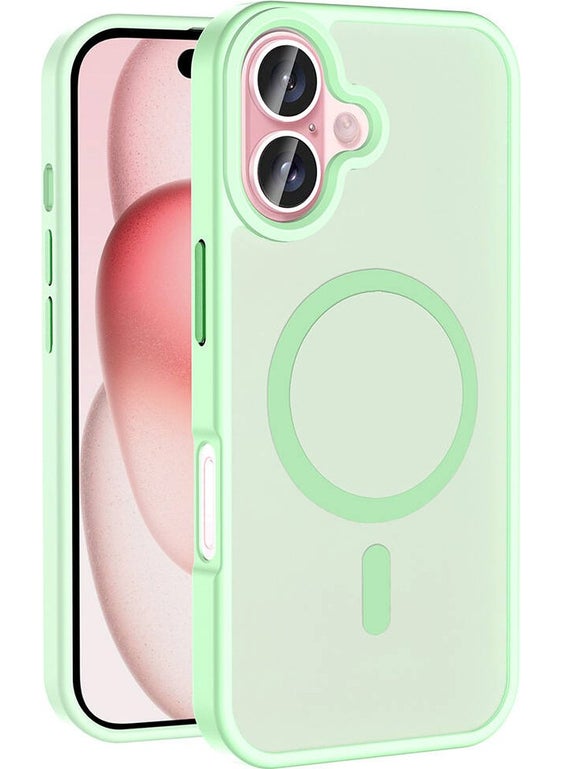iPhone 16 Case Magsafe Charging Matte Back Surface Zore Sio Cover-Light Green