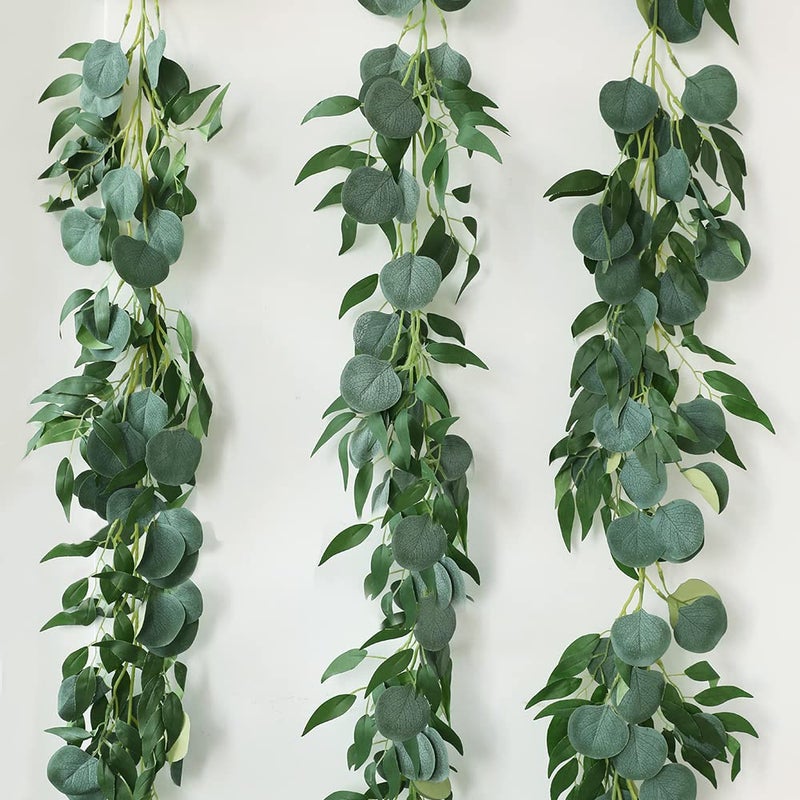 dallisten 3 Strands Artificial Vines Kit  78"" Silk Eucalyptus Ivy Garland Green Leaves Natural Odorless  Fake Greenery Hanging Plants Decoration for Home  Bedroom  Wall  Party  Wedding Decor - Image 1