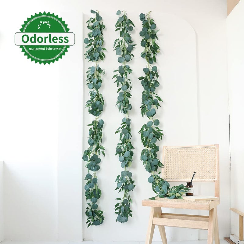 dallisten 3 Strands Artificial Vines Kit  78"" Silk Eucalyptus Ivy Garland Green Leaves Natural Odorless  Fake Greenery Hanging Plants Decoration for Home  Bedroom  Wall  Party  Wedding Decor - Image 3