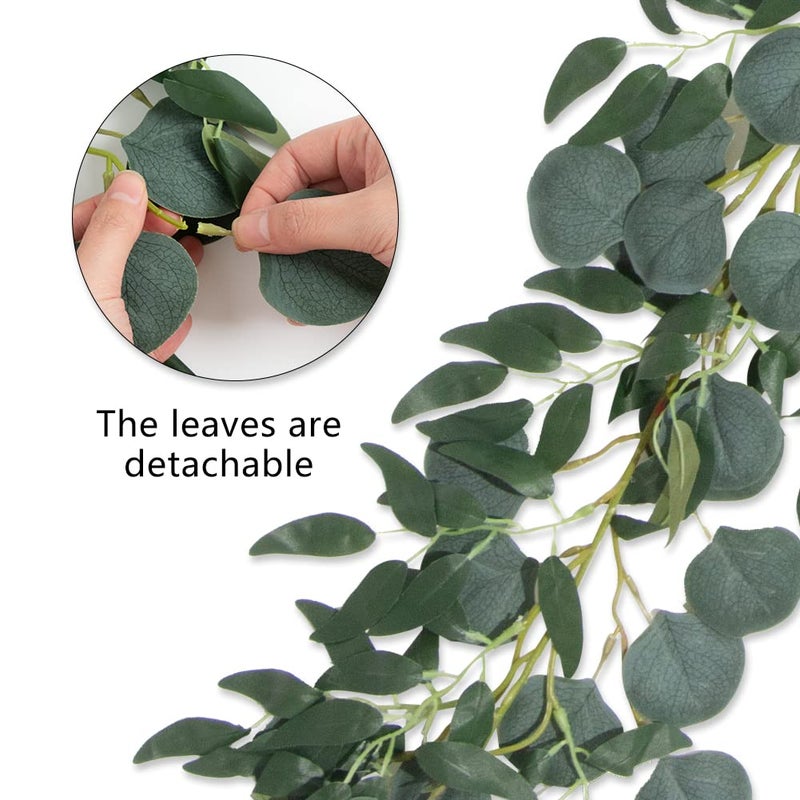dallisten 3 Strands Artificial Vines Kit  78"" Silk Eucalyptus Ivy Garland Green Leaves Natural Odorless  Fake Greenery Hanging Plants Decoration for Home  Bedroom  Wall  Party  Wedding Decor - Image 4