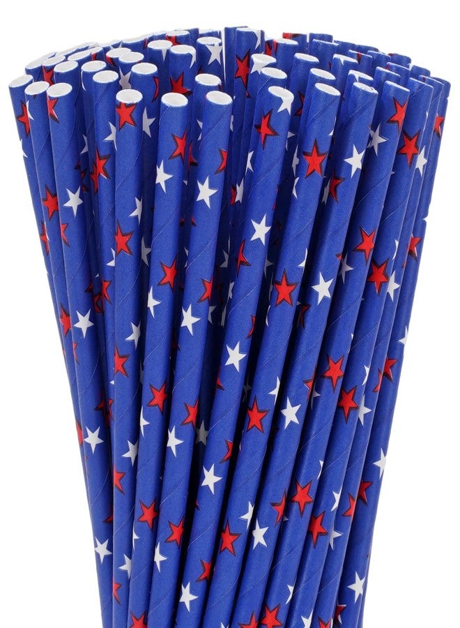 JarThenaAMCS 150Pcs 4th of July Paper Straws Patriotic Blue Red Stars Disposable Drinking Straws for Independence Day Memorial Day USA Holiday Party Supplies - Image 1