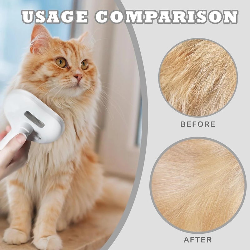 Bluejw Spray Cat Brush for Shedding - Pet Hair Removal Comb with Water Tank & Release Button - Grooming Brushes for Cats & Dogs (White) - Image 5