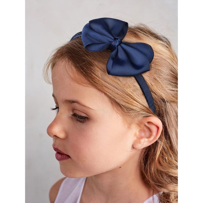 DEEKA Navy Blue Hair Accessories Set - 15 Pieces Uniform Hair Bows, Hair Clips, Headband, Hair Ties for Little Girls - Navy Blue - Image 4