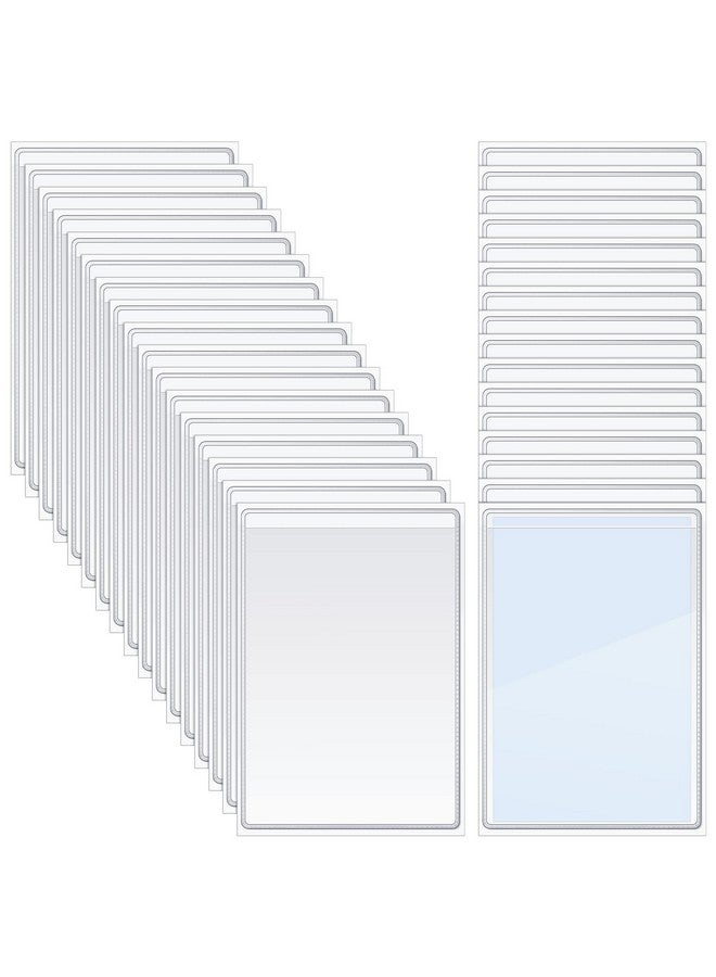 Geyee Clear Self Adhesive Pockets Clear Plastic Sleeves Labeling Pockets Shop Ticket Holders Job Ticket Holders Work Order Clear Adhesive Pockets Label Pockets for Office Document Card 5x8inch (60 Pcs) - Image 1