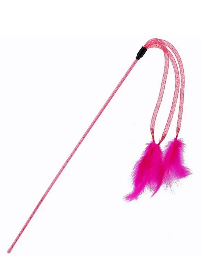 شرابة مرنة مقبض طويل مع لعبة ريشة تفاعلية للقطط