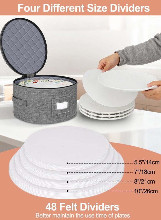 Cirhy Reinforced China Storage Containers, 5-Piece Dinnerware & Mug Organizer Set with Quilted Padding and Felt Dividers, Stackable Boxes for Dishes, Cups & Fine China, Ideal for Moving and Kitchen - Image 4