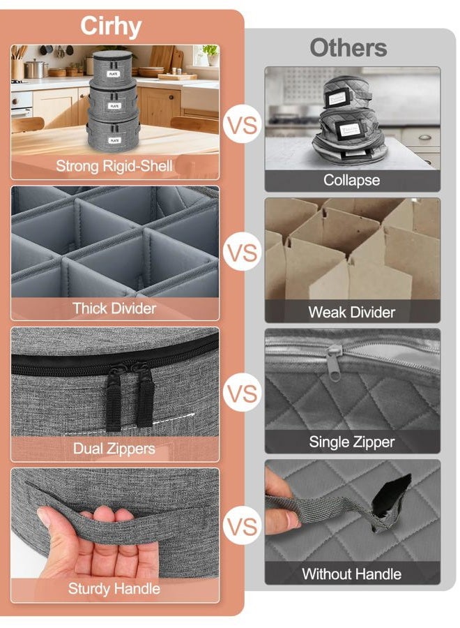 Cirhy Reinforced China Storage Containers, 5-Piece Dinnerware & Mug Organizer Set with Quilted Padding and Felt Dividers, Stackable Boxes for Dishes, Cups & Fine China, Ideal for Moving and Kitchen - Image 3