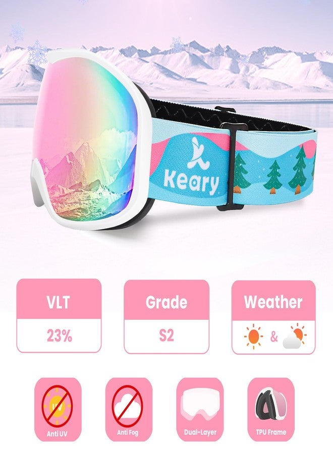 Keary Kids Ski Goggles for 3-14 6-14 Snowboard Goggles Snow Goggles Kids Toddler Boys Girls Youth Child Snowboarding Goggles UV Protection Anti-Fog Pink Winter Snow Sports with Helmet - Image 2