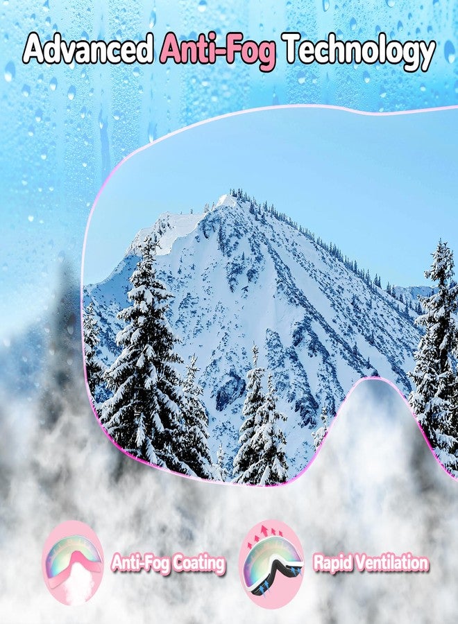 Keary Kids Ski Goggles for 3-14 6-14 Snowboard Goggles Snow Goggles Kids Toddler Boys Girls Youth Child Snowboarding Goggles UV Protection Anti-Fog Pink Winter Snow Sports with Helmet - Image 4