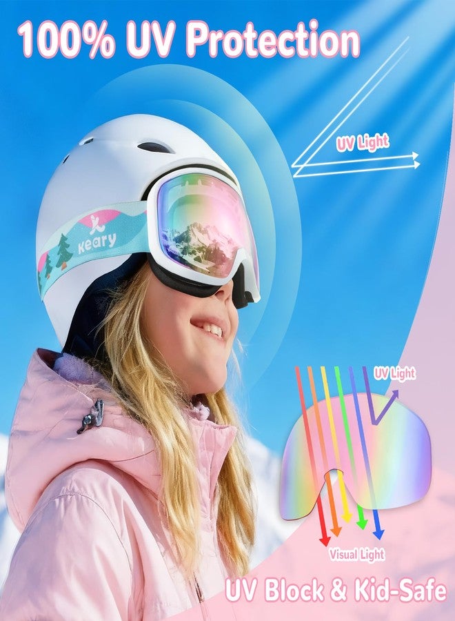 Keary Kids Ski Goggles for 3-14 6-14 Snowboard Goggles Snow Goggles Kids Toddler Boys Girls Youth Child Snowboarding Goggles UV Protection Anti-Fog Pink Winter Snow Sports with Helmet - Image 3