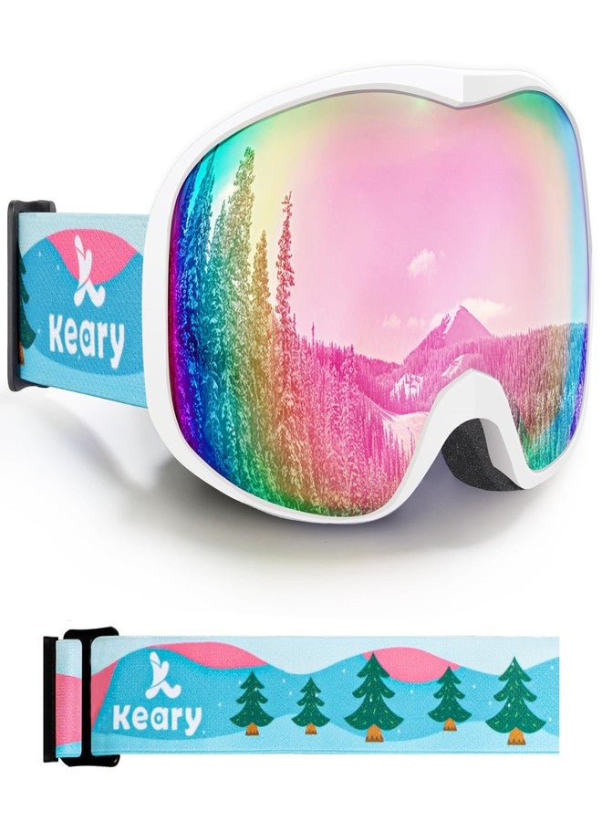 Keary Kids Ski Goggles for 3-14 6-14 Snowboard Goggles Snow Goggles Kids Toddler Boys Girls Youth Child Snowboarding Goggles UV Protection Anti-Fog Pink Winter Snow Sports with Helmet - Image 1