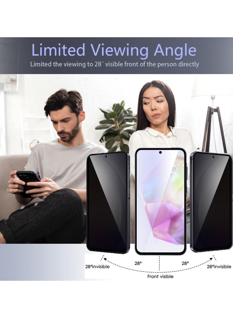 Muzz Privacy Screen Protector for Samsung Galaxy A56 5G, 2 Pack Anti-Spy Tempered Glass with 2 Camera Protectors, 9H Hardness, Clear (Galaxy A56) - Image 4