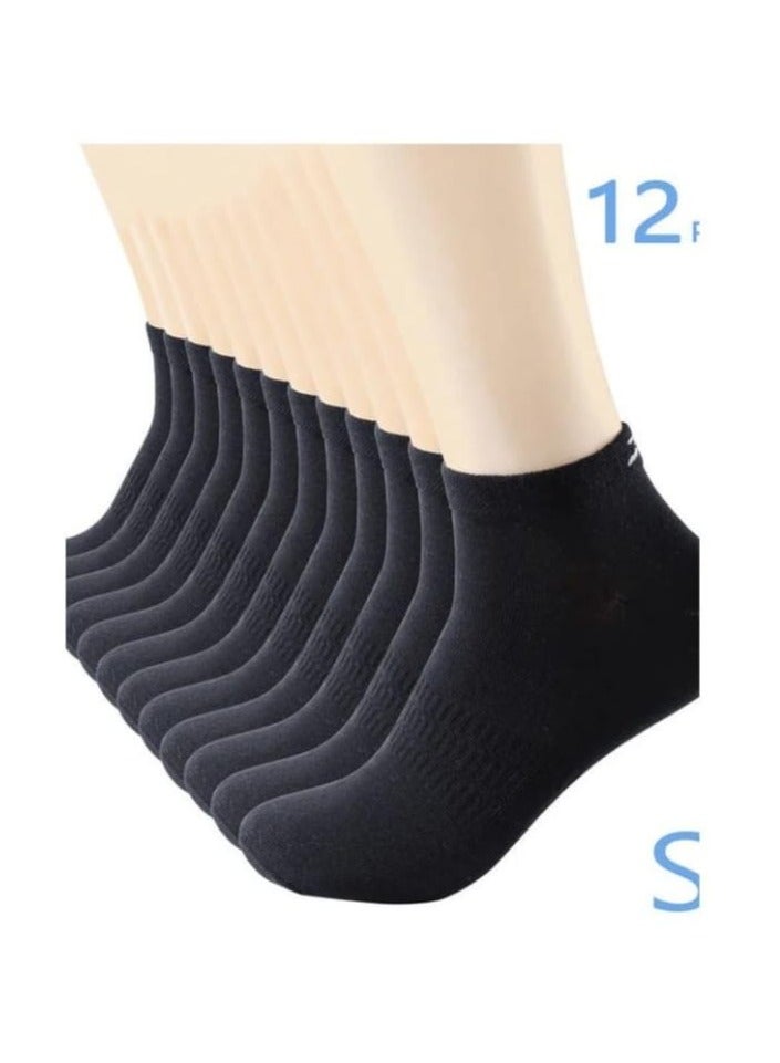 Pair Of 12 Unisex Low Cut Socks Black