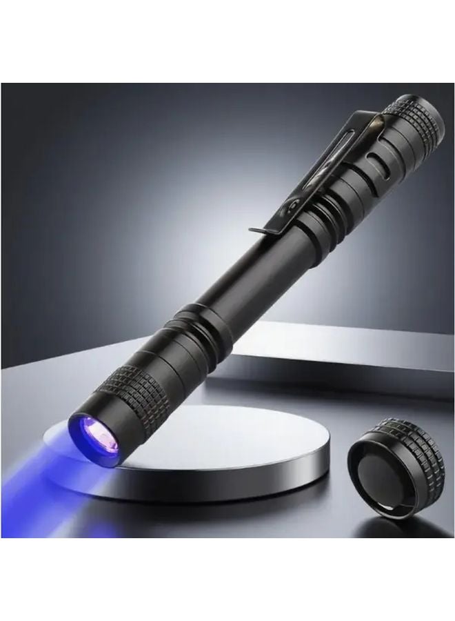 1pc Long UV Flashlight Blacklight Pen With Clip On Attachment UV White Modes - Image 1