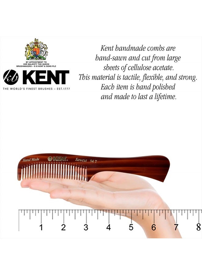 Kent 14T Large all Coarse Hair Detangling Comb, Wide Teeth for Long Thick Curly Wavy Hair. Hair Detangler Comb For Wet and Dry. Rake Comb Saw-Cut from Cellulose and Hand Polished, Handmade in England - Image 2