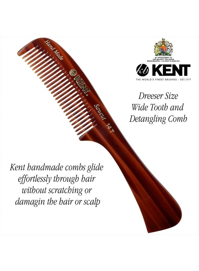 Kent 14T Large all Coarse Hair Detangling Comb, Wide Teeth for Long Thick Curly Wavy Hair. Hair Detangler Comb For Wet and Dry. Rake Comb Saw-Cut from Cellulose and Hand Polished, Handmade in England - Image 3