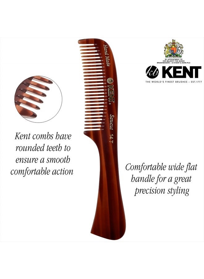 Kent 14T Large all Coarse Hair Detangling Comb, Wide Teeth for Long Thick Curly Wavy Hair. Hair Detangler Comb For Wet and Dry. Rake Comb Saw-Cut from Cellulose and Hand Polished, Handmade in England - Image 4