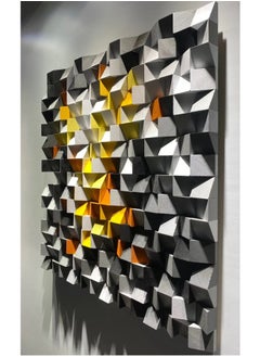 wood workers living room wall decor, wood wall art, abstract 3d wall hanging, wooden wall panels, aztec wall art, modern colorful oversized home decore, carved grey sculpture for office 64x64 cms