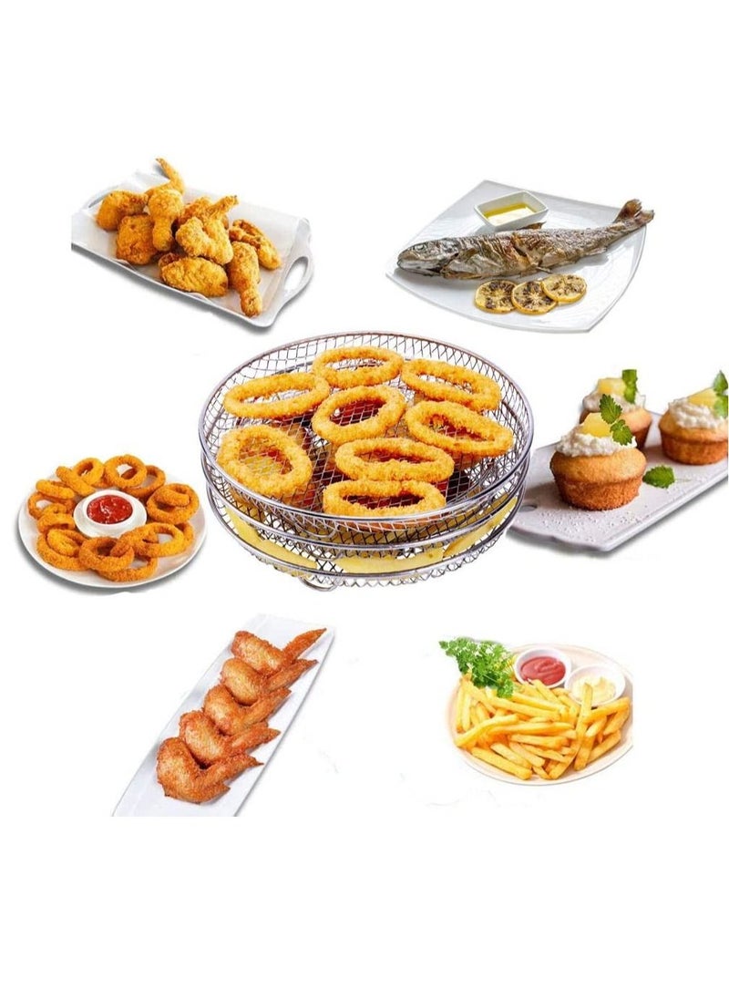 Generic - Air Fryer Accessories-Air Fryer Three Stackable Racks for Gowise Phillips USA Cozyna Ninja Airfryer Air Fryer Rack Stainless Steel Fit all 4.2QT - 5.8QT air fryer Oven Pressure Cooker - Image 1
