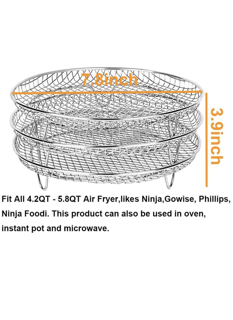 Generic - Air Fryer Accessories-Air Fryer Three Stackable Racks for Gowise Phillips USA Cozyna Ninja Airfryer Air Fryer Rack Stainless Steel Fit all 4.2QT - 5.8QT air fryer Oven Pressure Cooker - Image 1