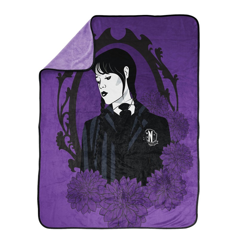 Jay Franco Wednesday and The Addams Family Stain Glass Throw Blanket - Measures 46 x 60  Kids Bedding - Super Soft Fleece - Image 2