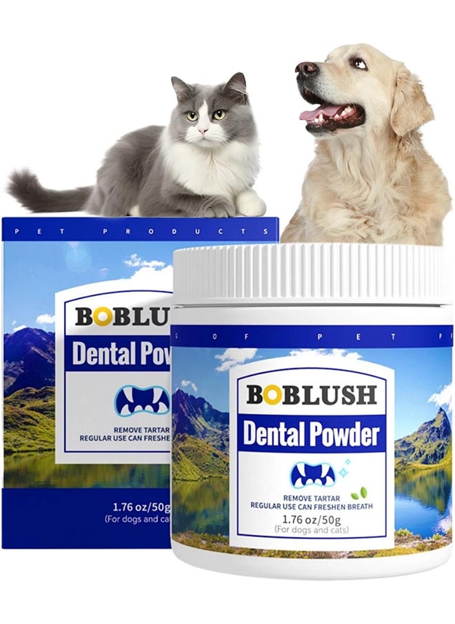 SKY-TOUCH Pet Dental Powder : Pet Breath Freshener, Control Plaque & Tartar, Teeth Cleaning Powder with Probiotics Dogs Cats Dental Care Supplies for Oral Health (50g)  - Image 1