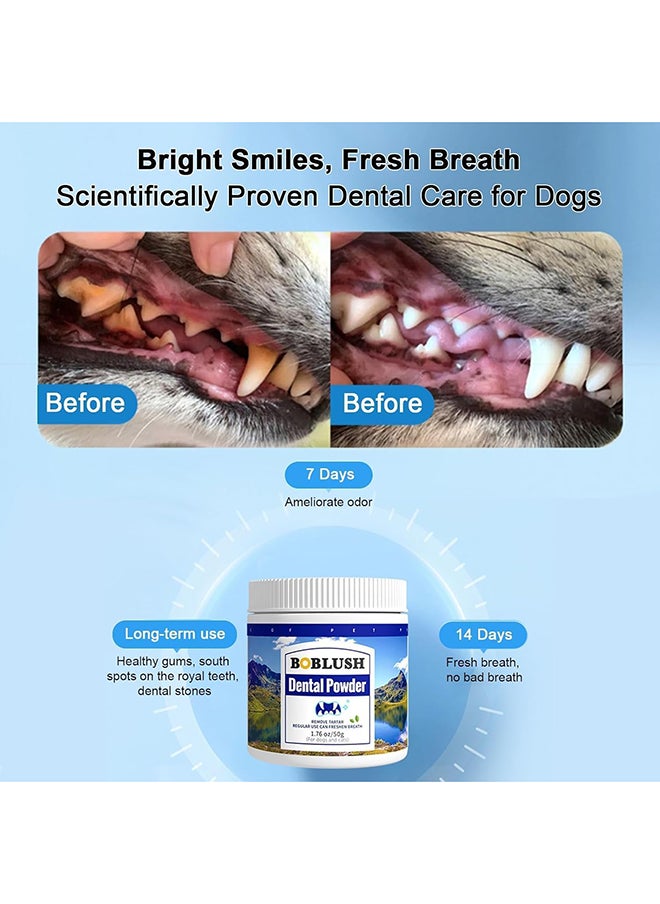 SKY-TOUCH Pet Dental Powder : Pet Breath Freshener, Control Plaque & Tartar, Teeth Cleaning Powder with Probiotics Dogs Cats Dental Care Supplies for Oral Health (50g)  - Image 4