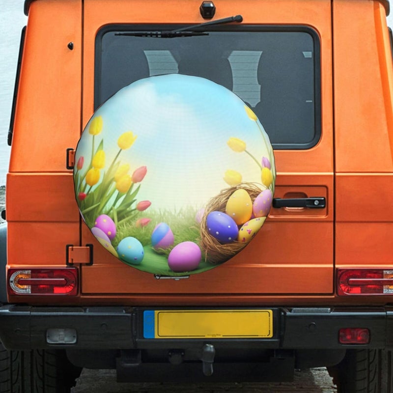 Spare Tire Cover Waterproof Wheel Cover for Trailer April Easter(1) Tire Cover Tires 16 inch Protector Cover for SUV Wheel Cover Universal Fit for Camper Tire Protectors - Image 1