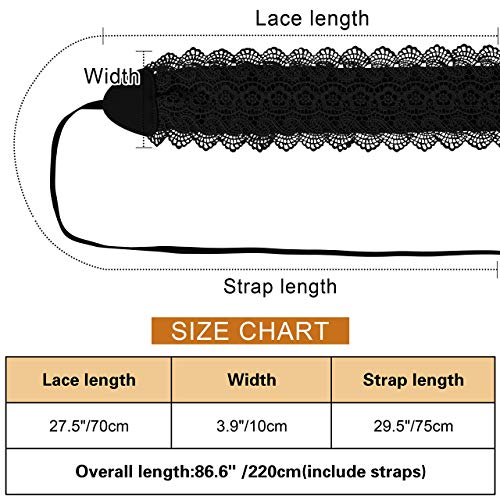 Lovful Womens Lace Waist Belt Wrap Self Tie Obi Style Belt Faux Leather Cinch Boho Dress Belts,Black - Image 5