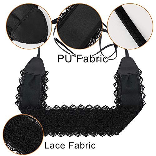 Lovful Womens Lace Waist Belt Wrap Self Tie Obi Style Belt Faux Leather Cinch Boho Dress Belts,Black - Image 4