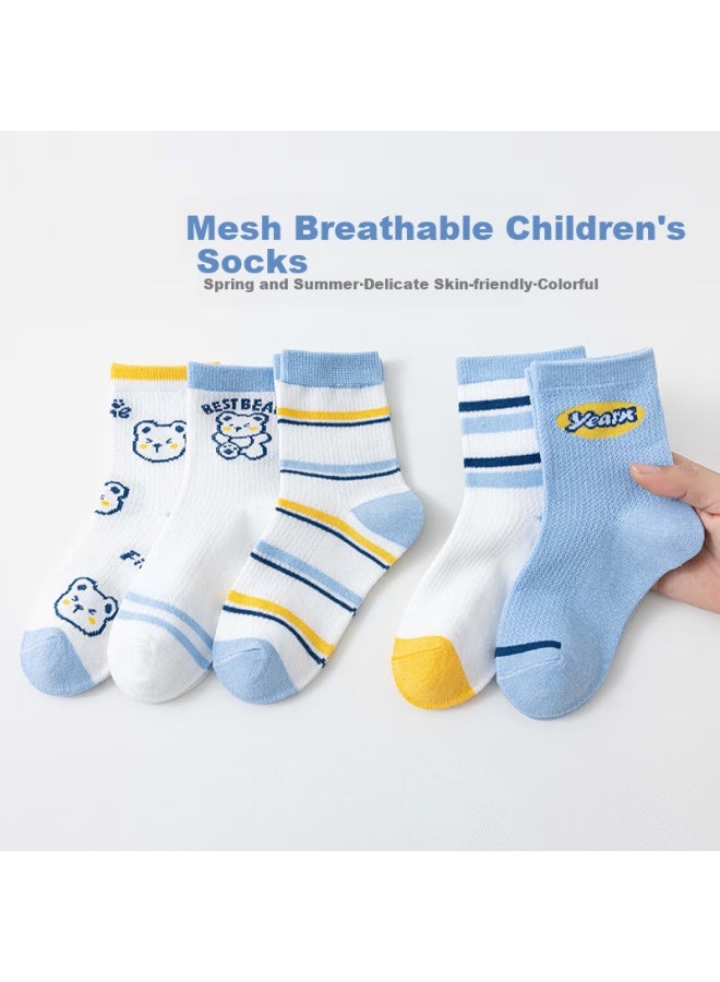 Cotton Thirteen Children's Socks Summer Thin Mesh Breathable Summer Mid-tube Socks Boys Baby Socks 8 Pairs - Image 1