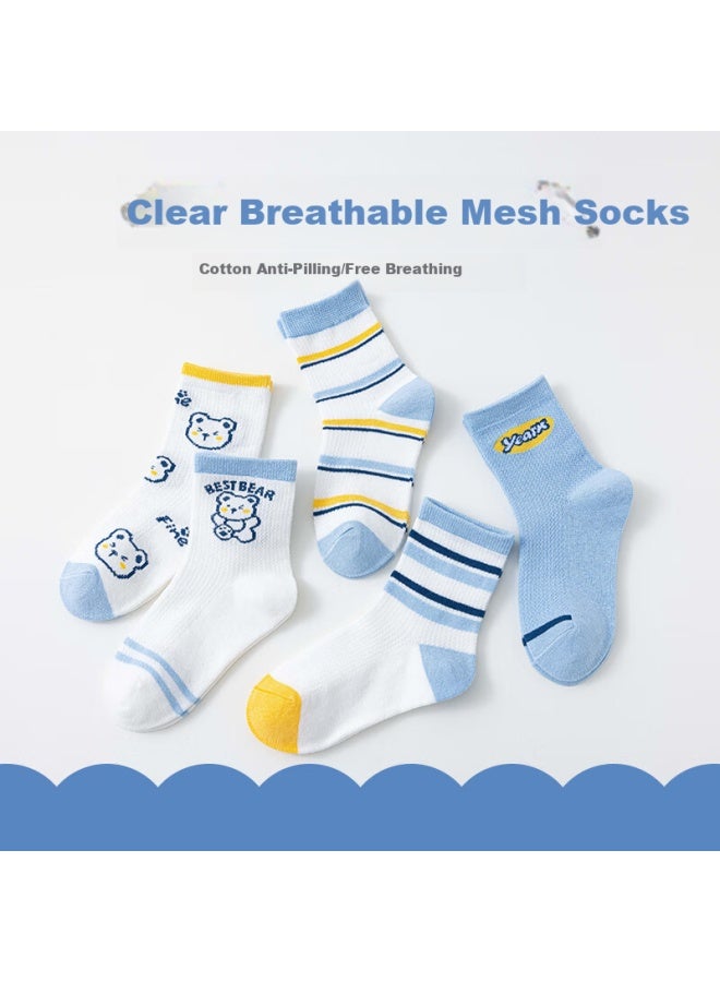 Cotton Thirteen Children's Socks Summer Thin Mesh Breathable Summer Mid-tube Socks Boys Baby Socks 8 Pairs - Image 2