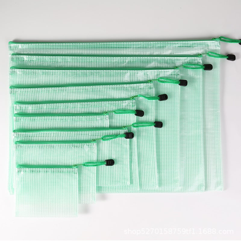 Thickened A4 File Bag Transparent Grid Zipper Bag Waterproof Pvc File Bag Office Culture Test Paper Material Bag - Image 1