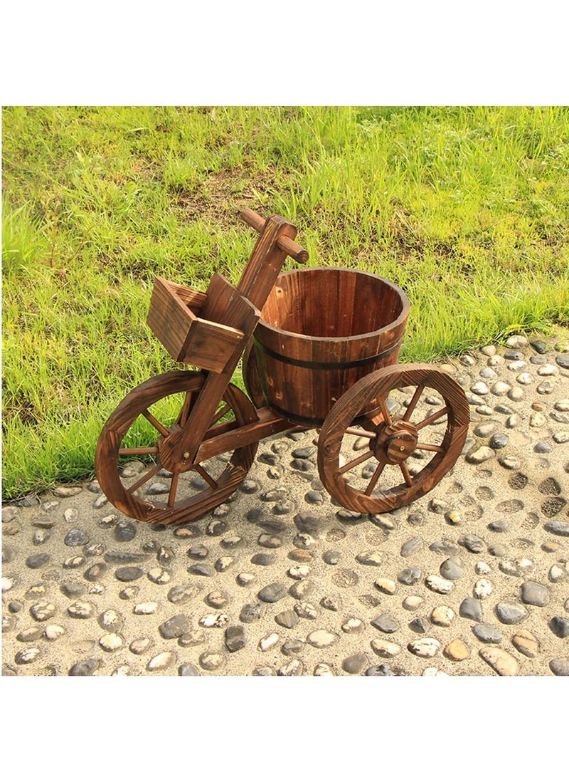 LINGWEI Tricycle Shaped Wooden Flower Pot Brown 66x58x32cm - Image 3