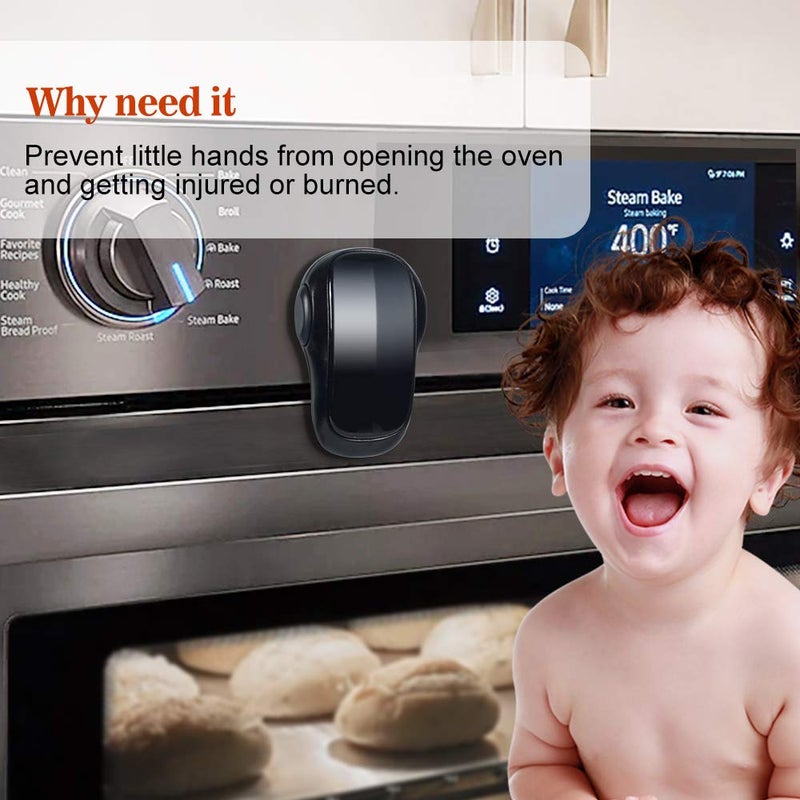 Eudemon Child Safety Heat-Resistant Oven Door Lock, Oven Front Lock for Kids Easy to Install, Use Adhesive,No Screws or Drill (1 Pack,Black)(ONLY for Flat Surface) - Image 2