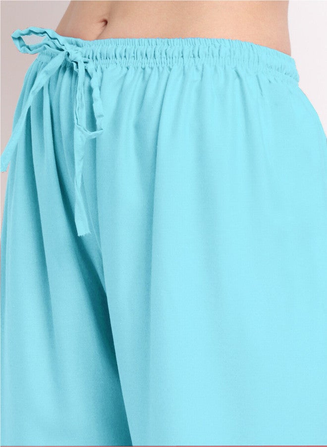 Trend Level Women Straight Fit Palazzos in Turquoise Blue - Image 5