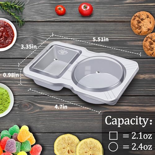 Evmliy 30Sets Snack Containers, Reusable Double 2 Compartment Condiment with lids for Sauces Dipping,Disposable and Ideal On the Go Or Grab to Pack - Image 4