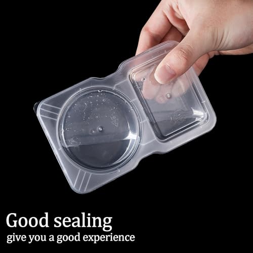 Evmliy 30Sets Snack Containers, Reusable Double 2 Compartment Condiment with lids for Sauces Dipping,Disposable and Ideal On the Go Or Grab to Pack - Image 3
