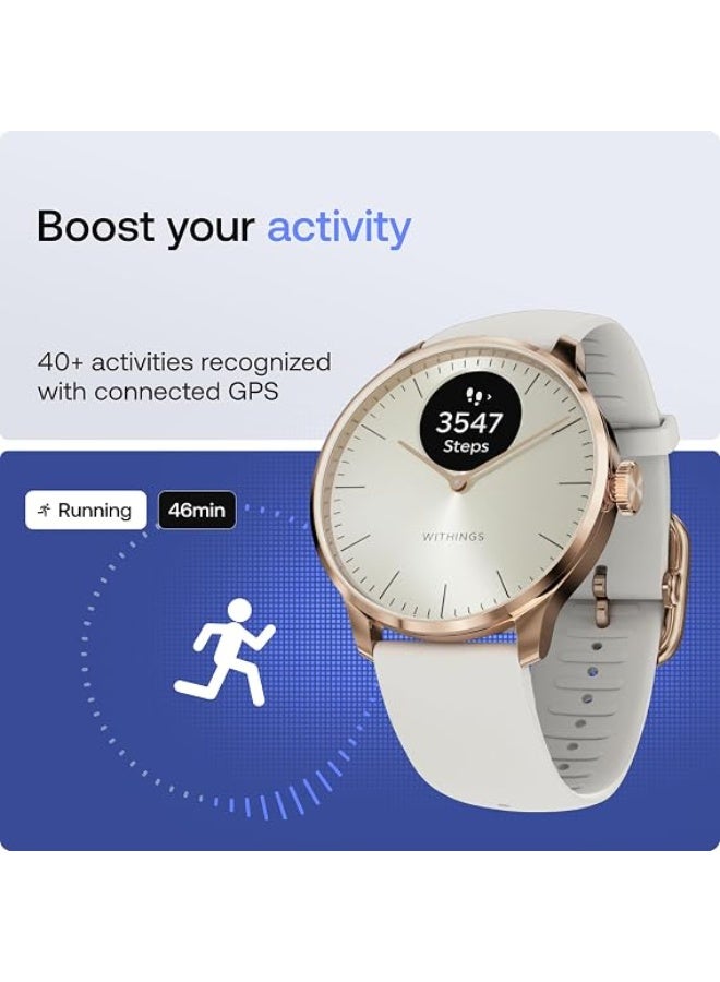 ويذينجز ساعة ذكية Withings ScanWatch Light، إطار ذهبي مع سوار أبيض، مراقبة معدل ضربات القلب، تعقب اللياقة البدنية والنوم - Image 5