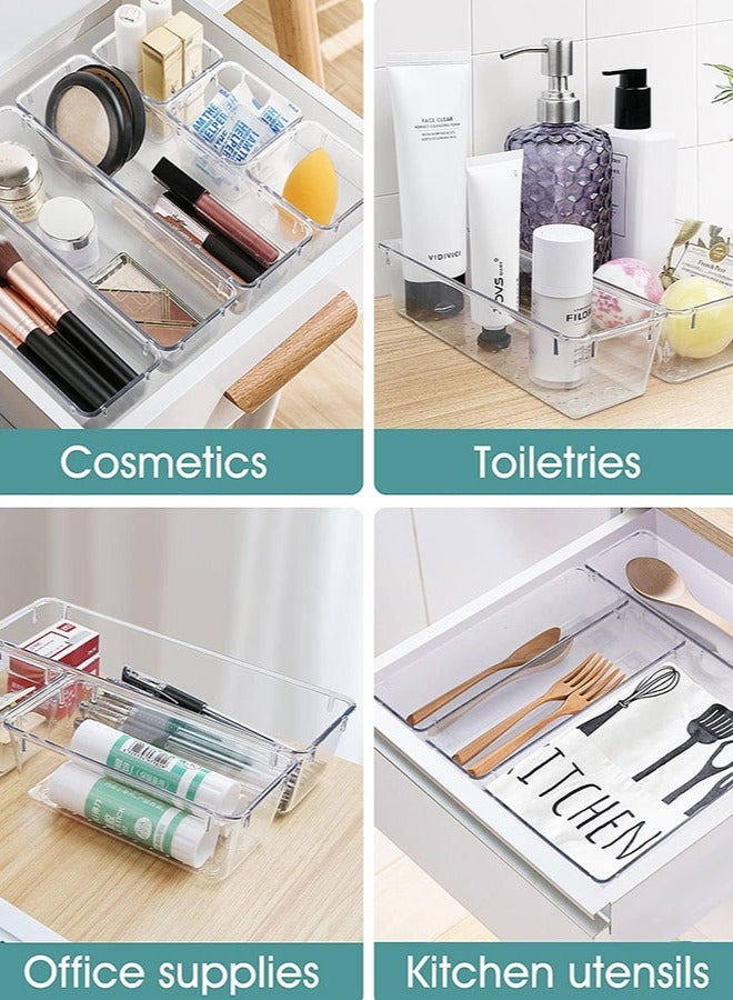 أيه بي جي طقم من 3 منظمات شفافة للأكواب والملاعق – صواني تخزين متعددة الاستخدام للأدراج والمكياج والمطبخ والمكتب وأكثر - Image 2