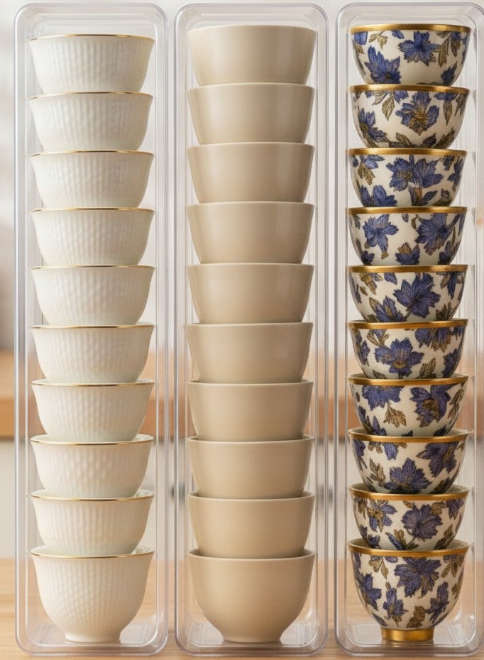 أيه بي جي طقم من 3 منظمات شفافة للأكواب والملاعق – صواني تخزين متعددة الاستخدام للأدراج والمكياج والمطبخ والمكتب وأكثر - Image 1