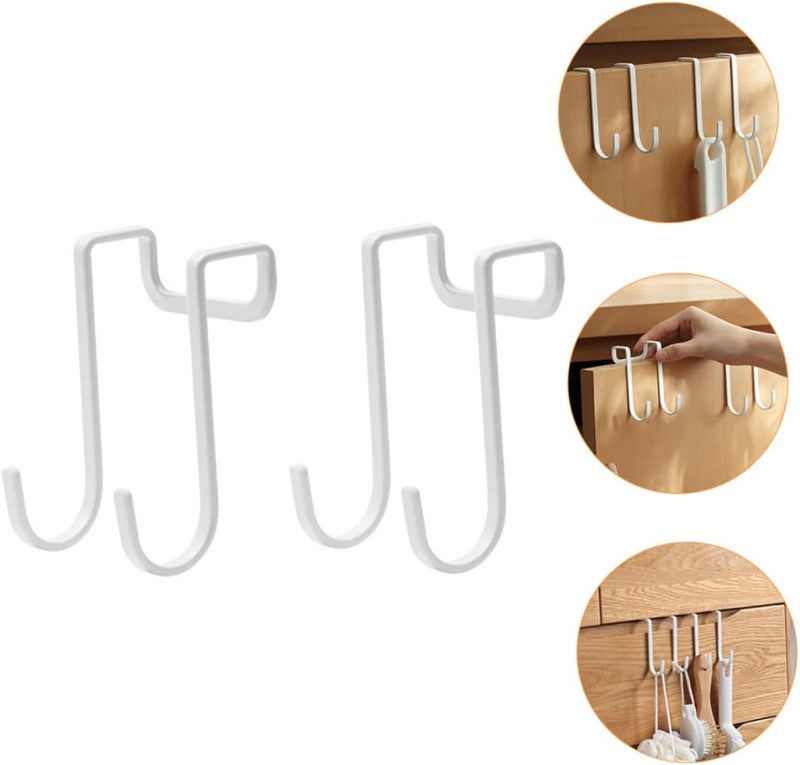 DECHOUS 2 Pcs Over Door Hooks Double Row Practical Hanger Hooks for Coats and Towels White Iron Design for Bedroom and Bathroom - Image 3