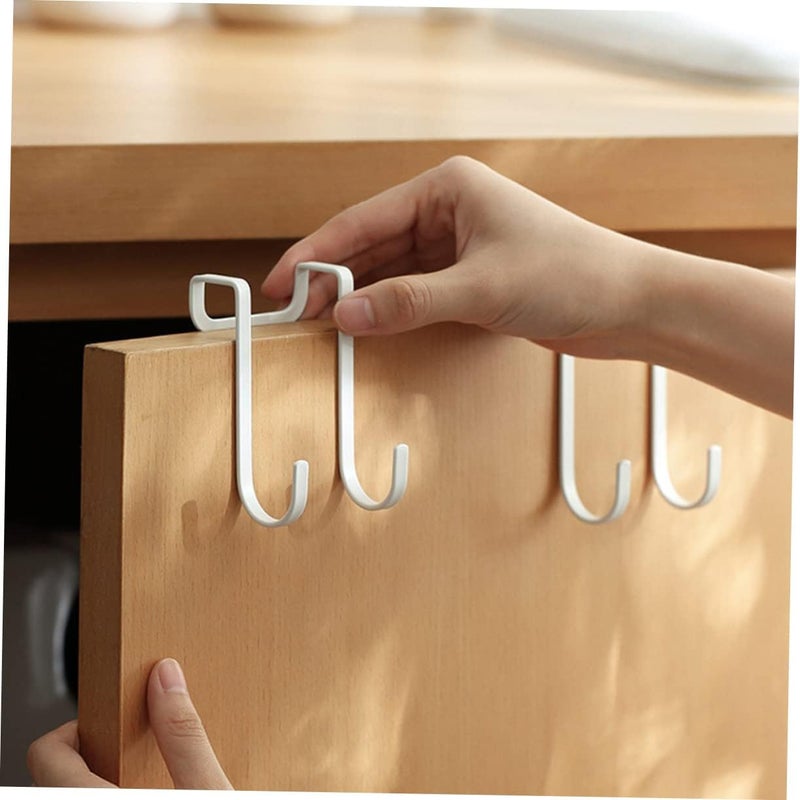 DECHOUS 2 Pcs Over Door Hooks Double Row Practical Hanger Hooks for Coats and Towels White Iron Design for Bedroom and Bathroom - Image 5