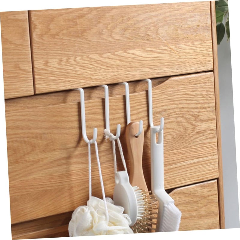 DECHOUS 2 Pcs Over Door Hooks Double Row Practical Hanger Hooks for Coats and Towels White Iron Design for Bedroom and Bathroom - Image 2