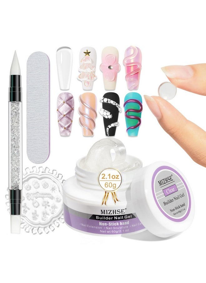 MIZHSE Solid Builder Gel For Nails 60G Large Capacity Clear Hard Gel For Nails 3D Sculpting Gel Nonsticky Hand Carving Gel Uv Led Nail Extension Gel With 3D Silicone Mold Nail Art Salon Home Diy  - Image 1