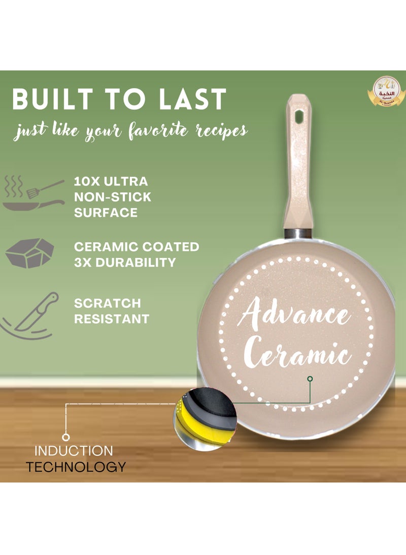 Al-Nokhba Ceramic Cookware Set - Non-Stick, Healthy, Durable, Oven-Safe, Dishwasher-Safe - Image 4