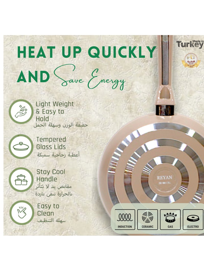 Al-Nokhba Ceramic Cookware Set - Non-Stick, Healthy, Durable, Oven-Safe, Dishwasher-Safe - Image 5