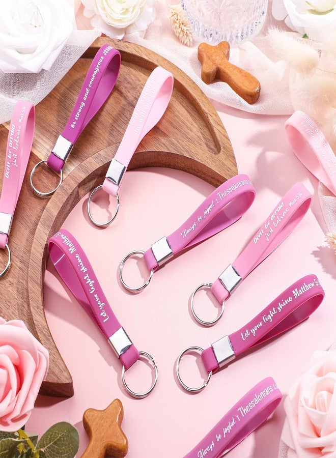 سوريو مجموعة سلاسل مفاتيح مسيحية من سوريو، 24 قطعة، هدايا بالجملة للنساء والرجال والفتيات، هدايا لحفلات الكنيسة، حلقات مفاتيح تحفيزية (لون وردي) - Image 4