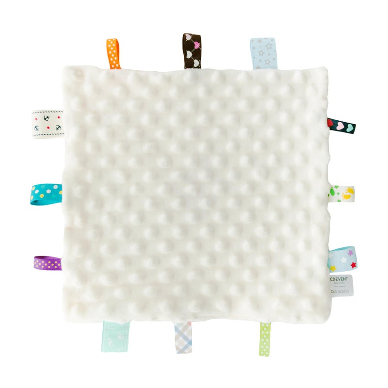 CREVENT Baby Welcome Gift Set Storage Basket with 2 Blankets+ 1 Security Blanket + 1 Taggie + 1 Gift Bag with Ribbon (Ivory) - Image 5