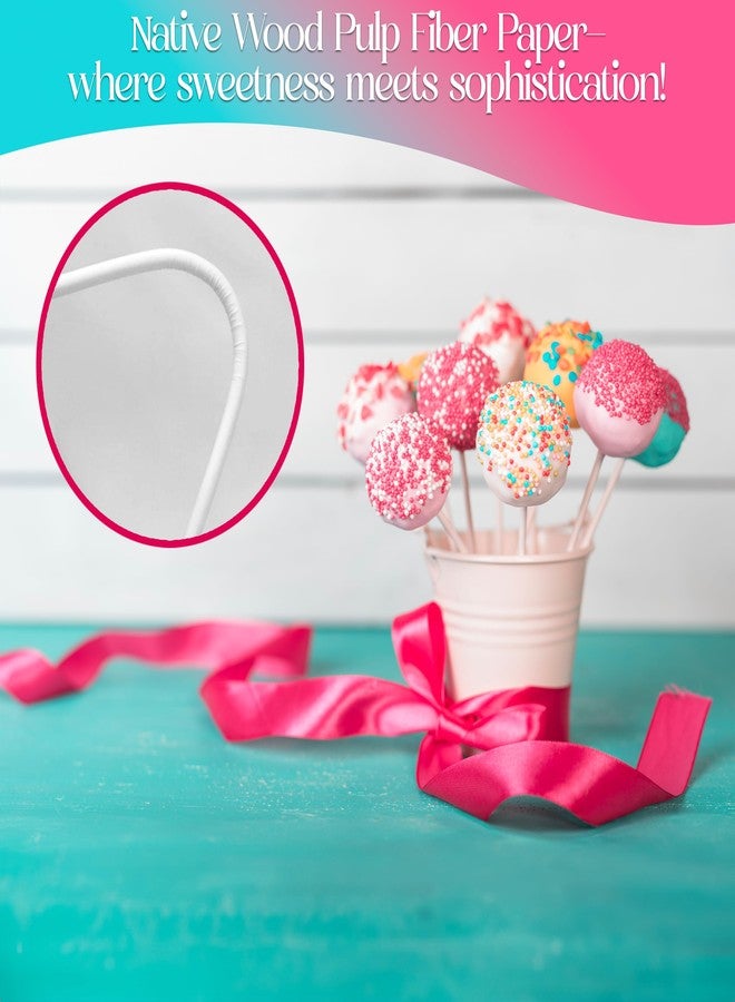 Gadget Beyond 6-Inch White Paper Cake Pop Sticks - Premium 100 Pack | Perfect for Lollipops, Cookies, Chocolate Cake Toppers | Versatile Baking & Crafting Accessory - Image 3